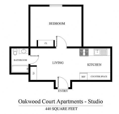a floor plan of an apartment with a bedroom and a living room